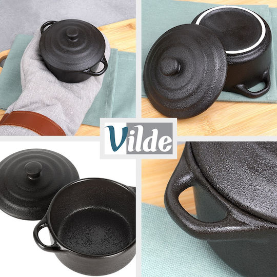 Vilde Vas Rotund Individual Rezistent La Căldură Din Porțelan Cu Capac 13.5x10x5cm