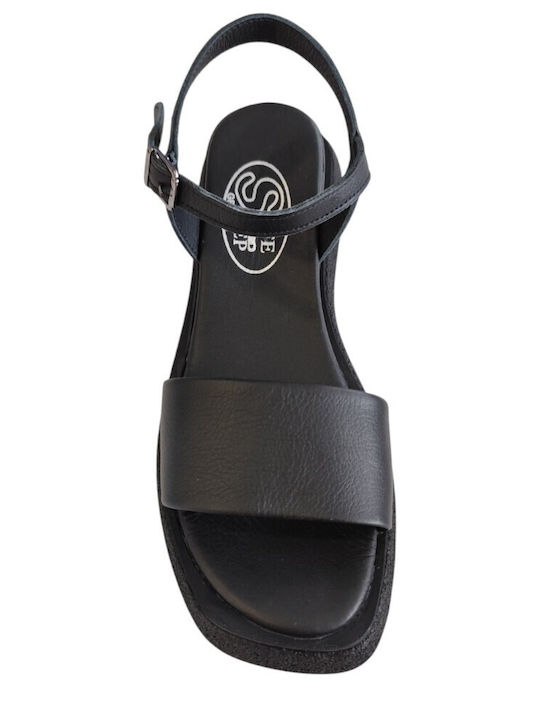 Sandale Casual Damă Anatomici Flatforme Negru Din Piele