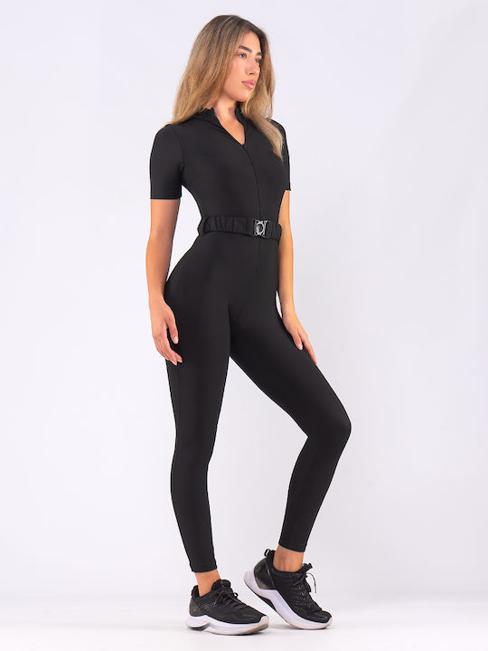 Women's Short-sleeved One-piece Suit Black