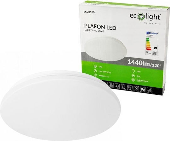 Led Ceiling Lamp 18w 1440lm Ip44 4000k