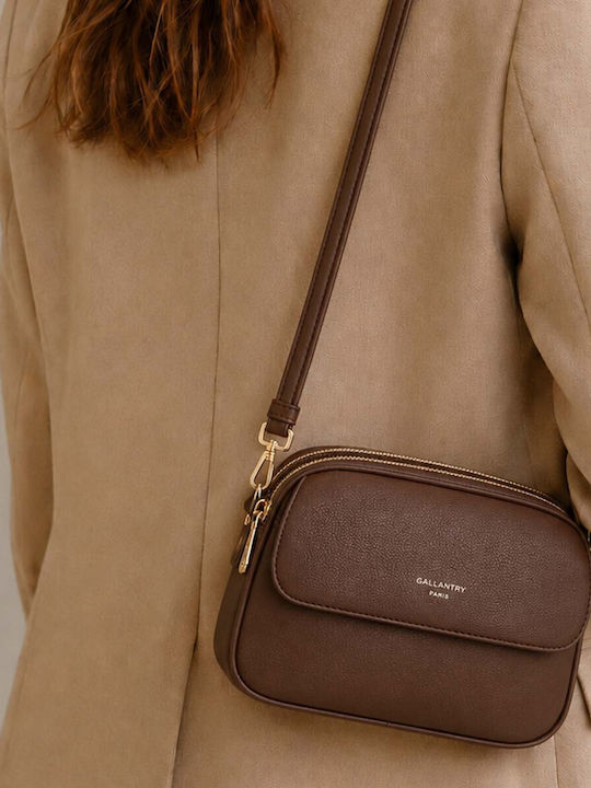Gallantry Women's Multi-pocket Crossbody Handbag Discreet Flap Brown