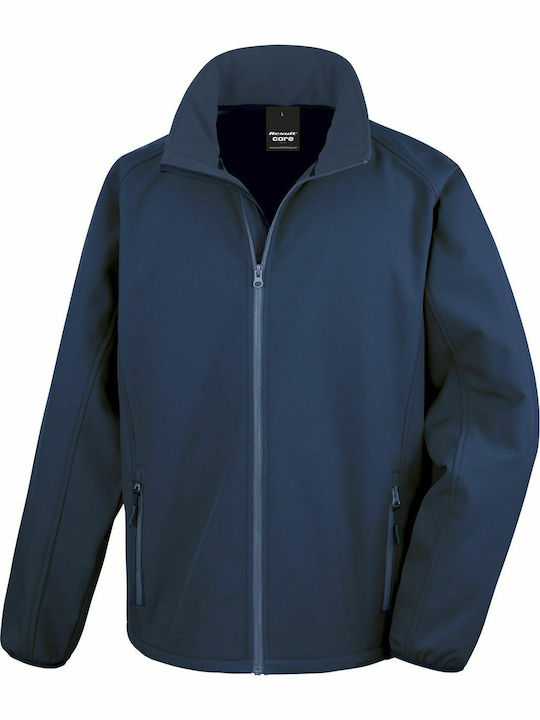 Printable Winter Softshell Waterproof and Windproof Men's Jacket Navy Blue