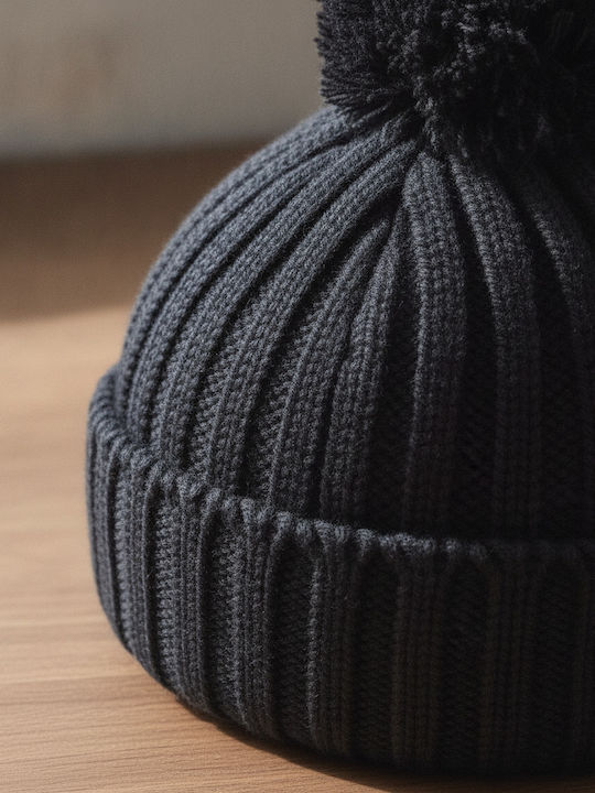Ribbed Beanie Cap Black