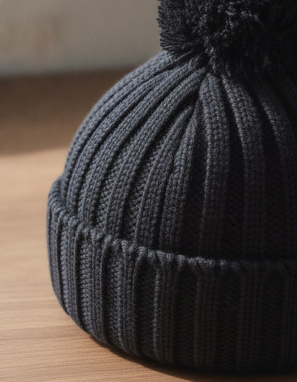 Ribbed Beanie Cap Black