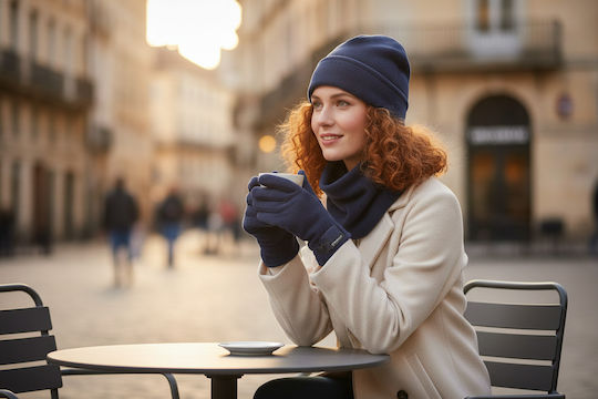 Knitted Beanie Cap Navy Blue