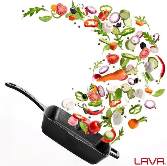 Lava Cast Iron Grill Pan with Enamel Coating 19.5cm