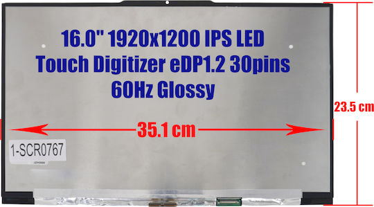 Laptop-Monitore 16" Berühren Sie / IPS / LED / 60Hz 1920x1200 Glänzend Für Laptop Lenovo Ideapad 5-16ahp9 1-SCR0767