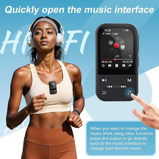 Ruizu MP3 Player (32GB) cu Ecran de 2.01" Negru X02-32GB