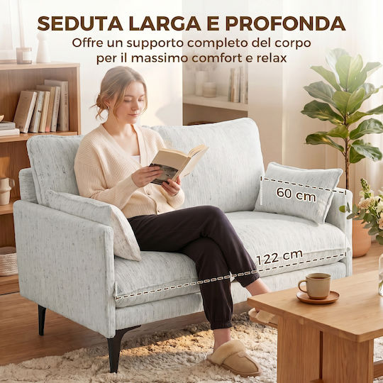 Διθέσιος Καναπές Λευκό 131x78x83εκ.
