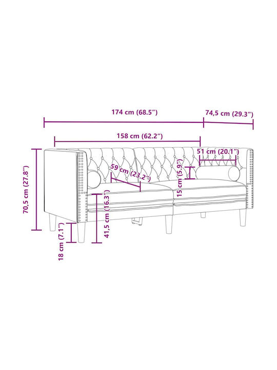 Canapea Cu Două Locuri Catifea Crem 160x80cm