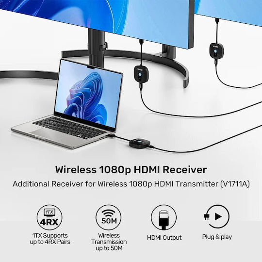 Unitek Av Signal Transmission System Unitek Additional Wireless Hdmi Receiver V1711a Transmitter Black