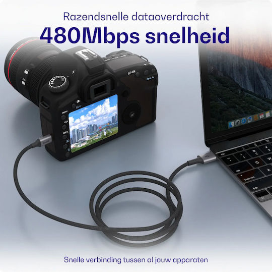Buddi USB 2.0 Кабел USB-A мъжки - mini USB-A мъжки Черен 0.3m
