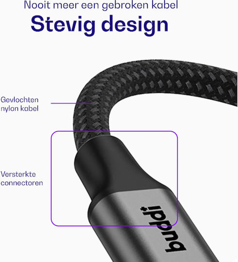 Buddi USB 2.0 Кабел USB-A мъжки - mini USB-A мъжки Черен 0.3m