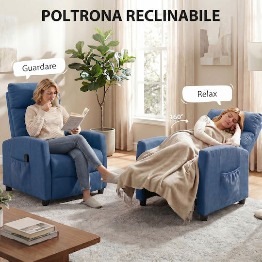 Πολυθρόνα Relax Massage με Υποπόδιο Σκούρο Μπλε 66x91x108cm