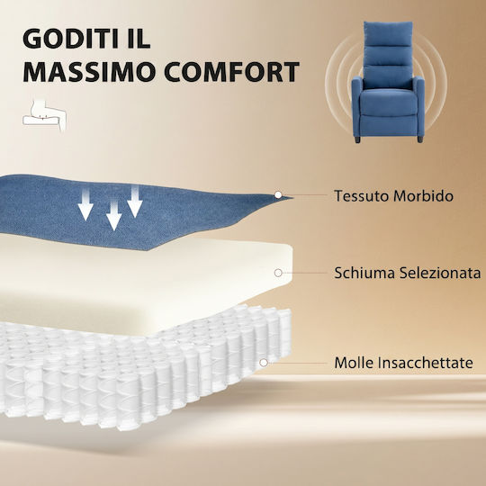 Πολυθρόνα Relax Massage με Υποπόδιο Σκούρο Μπλε 66x91x108cm