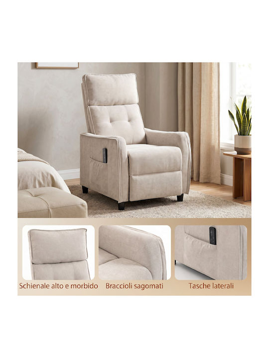 HomCom Relax Massage Sessel mit Fußhocker Weiß Creme 69x93x104cm