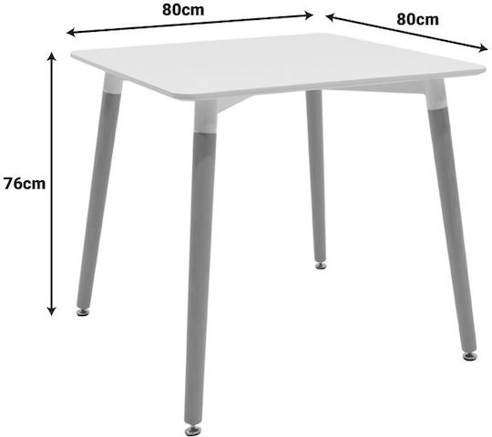 Kitchen Table Natali with 4 Chairs 80x80cm