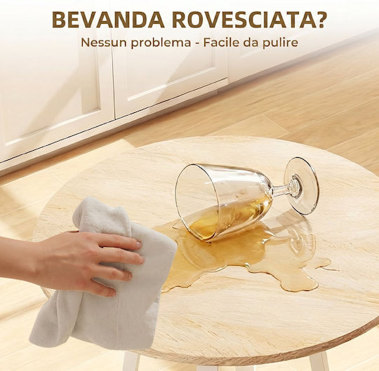 Στρογγυλό Κουζίνας Φυσικό/λευκό 55x55x95εκ. Στρογγυλό Κουζίνας Φυσικό/λευκό 55x55x95εκ.