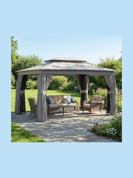 Outsunny Garden Gazebo Grey 3.8x3m