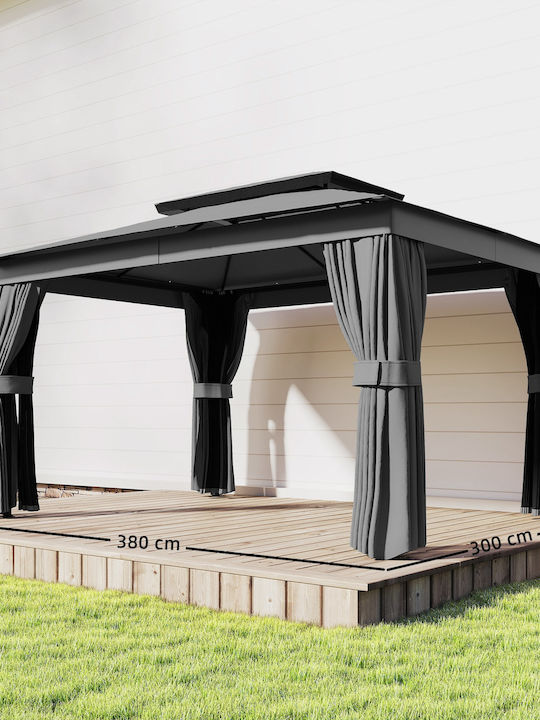 Outsunny Gazebo de Grădină Gri 3.8x3m
