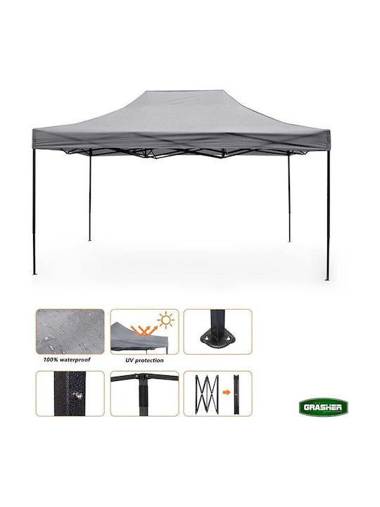 Grasher Zusammenklappbares Garten Gazebo Grau 3x4.5m