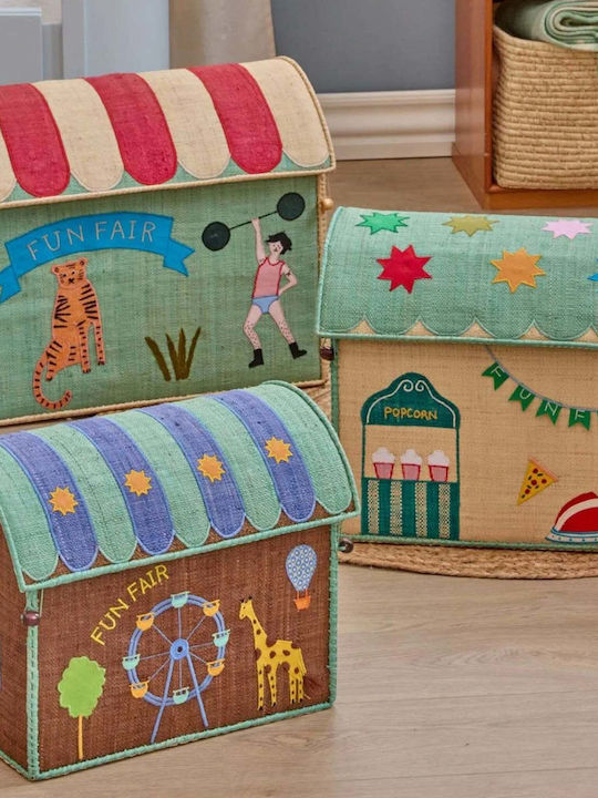 Rice Children's Storage Box Made of Green Fabric