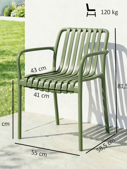 Outdoor Chair Polypropylene Green 4 Pieces