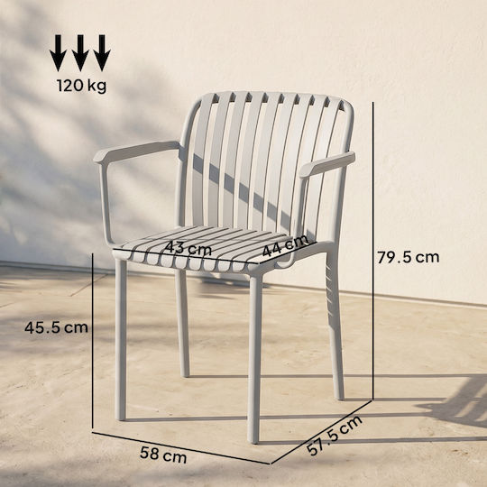 Scaun De Exterior Din Plastic Gri 4 Bucăți