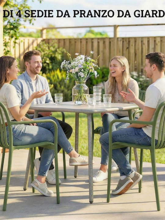 Outdoor Chair Polypropylene Green 4 Pieces