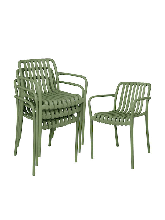 Outdoor Chair Polypropylene Green 4 Pieces
