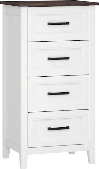Chest of Drawers Wooden with 4 Drawers White 45x35x87cm