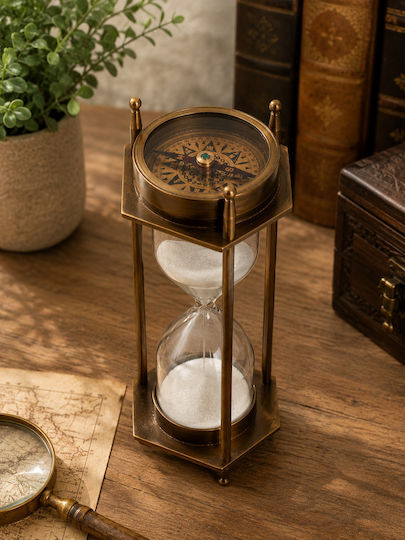 Dekorative Sanduhr Kompass Antik Bronze 7x1,8cm Navigation