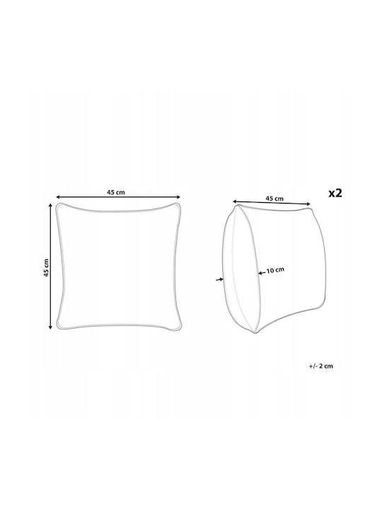 Beliani Μαξιλάρι Καναπέ από Βελούδο Beige 45x45εκ.