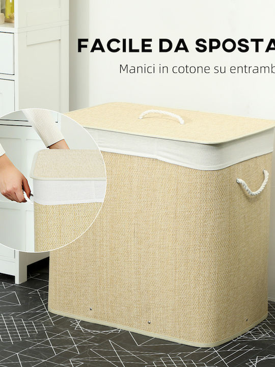 HomCom Wäschekorb Bamboo 144lt mit Deckel 60x40x60cm Beige