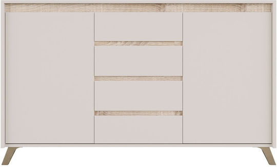 Μπουφές Belka Ξύλινος με Συρτάρια Κρεμ 155x45x93.7cm
