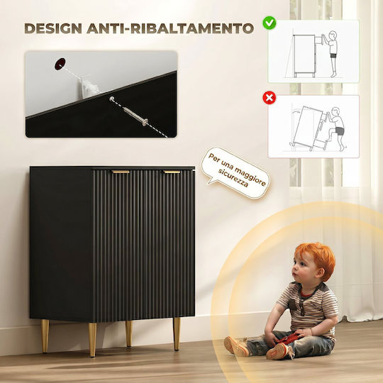 Μπουφές από Ξύλο & Μέταλλο Μαύρος 60x40x80cm