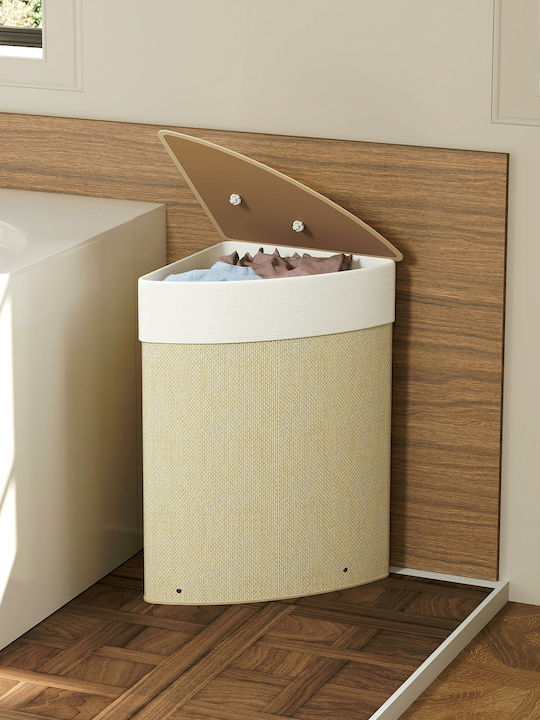 HomCom Καλάθι Απλύτων Bamboo 55lt με Καπάκι 35x35x60cm