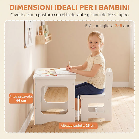Kids Table Set with Chairs for Painting White Aiyaplay