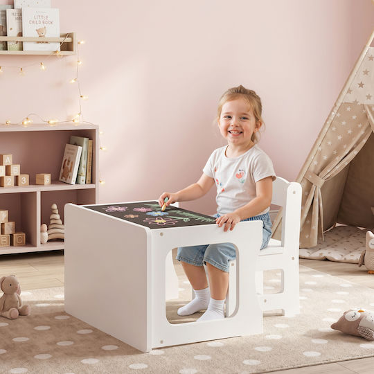 Kids Table Set with Chairs for Painting White Aiyaplay