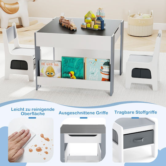 Kids Table Set with Chairs for Painting Grey Costway