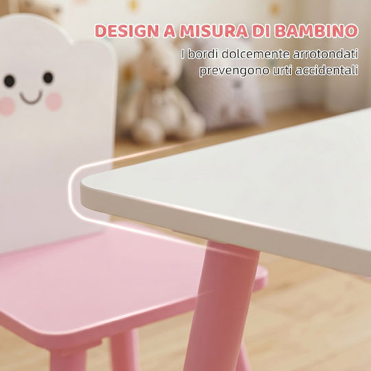 Kids Table Set with Chairs for Painting Wooden Pink Aiyaplay