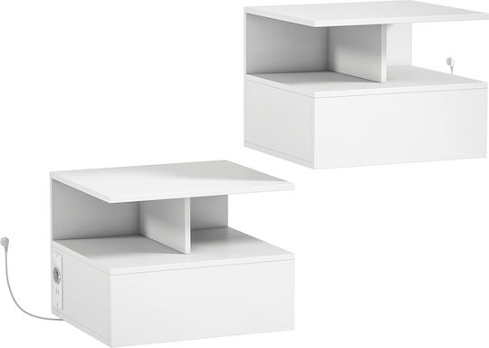 Wooden Bedside Tables with Metal Legs White 2 Pieces 40x35x30cm