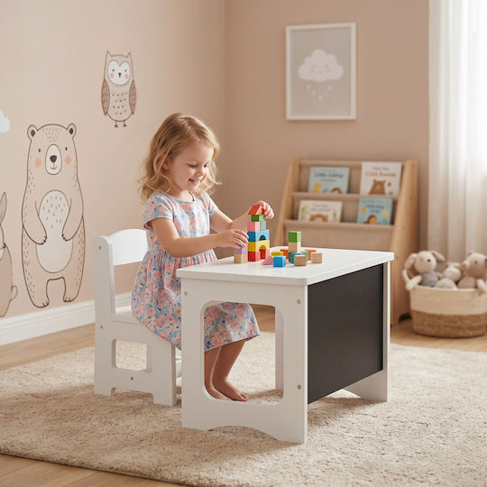 Kids Table Set with Chairs for Painting White Aiyaplay