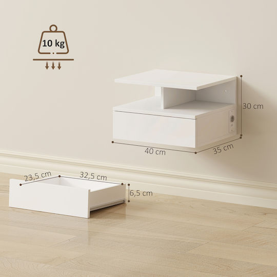 Wooden Bedside Tables with Metal Legs White 2 Pieces 40x35x30cm