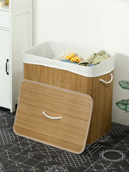 HomCom Coș de Rufe Bambus 144 L cu Capac 60x40x60 cm Maro
