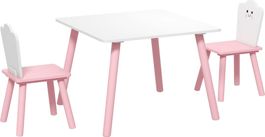 Kids Table Set with Chairs for Painting Wooden Pink Aiyaplay