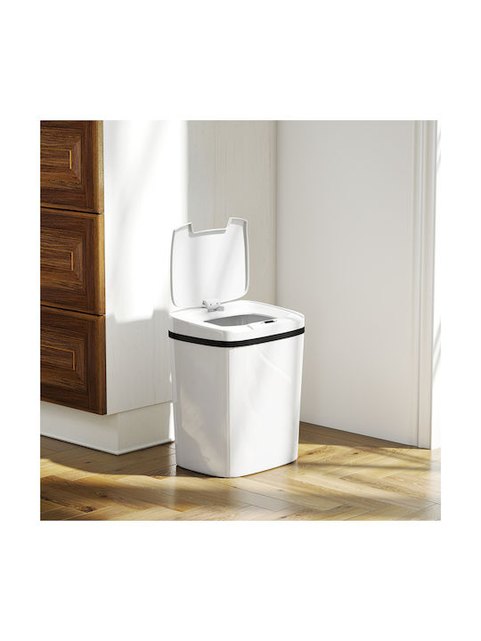 HomCom Waste Bin Plastic with Photocell White 15lt