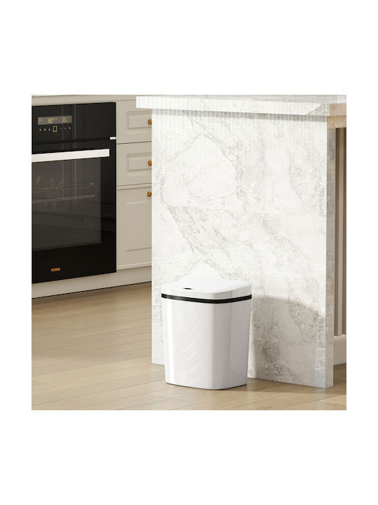 HomCom Waste Bin Plastic with Photocell White 15lt