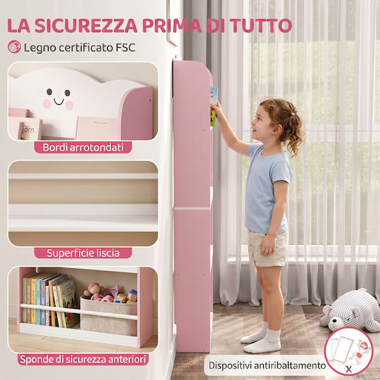 Bibliotecă de perete din lemn roz