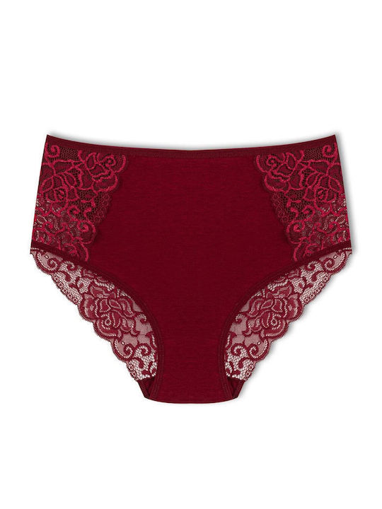 Slip Talie Înaltă 3Pack Cu Dantelă Burgundia Slip Talie Înaltă 3Pack Cu Dantelă Burgundia